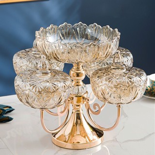  Khay Mứt Khay Hoa Quả Pha Lê Thuỷ Tinh Cao Cấp Xoay 360 Độ Trang Trí Phòng Khách Phong Cách Châu Âu 