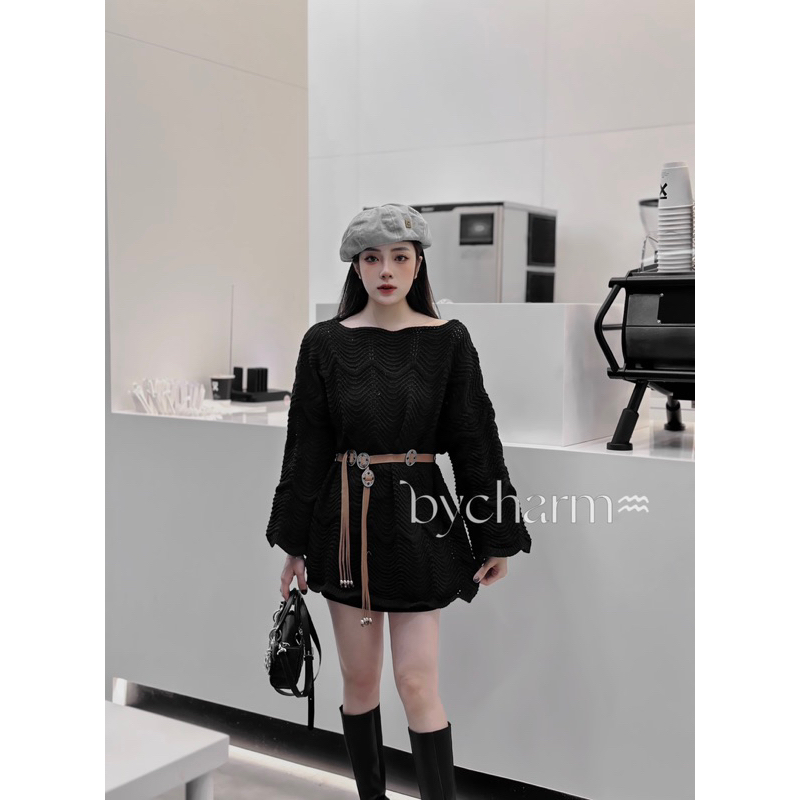 Áo Len Ngập Mông Kèm Đai