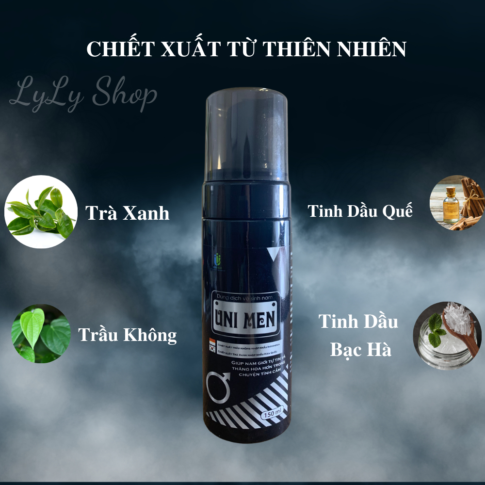 Dung Dịch Vệ Sinh Nam xịt bọt Uni Men, làm sạch nhẹ nhàng, khủ mùi hôi, lylyshop - 150ml