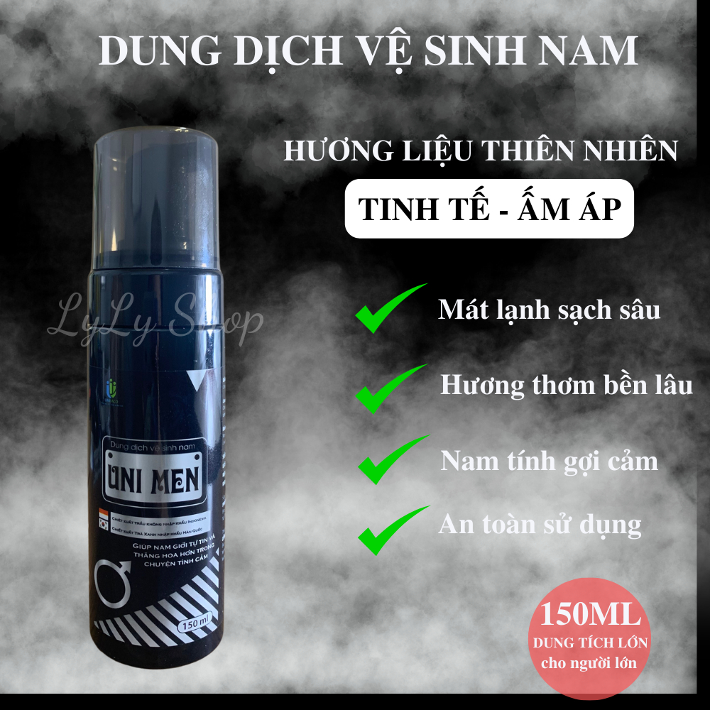 Dung Dịch Vệ Sinh Nam xịt bọt Uni Men, làm sạch nhẹ nhàng, khủ mùi hôi, lylyshop - 150ml