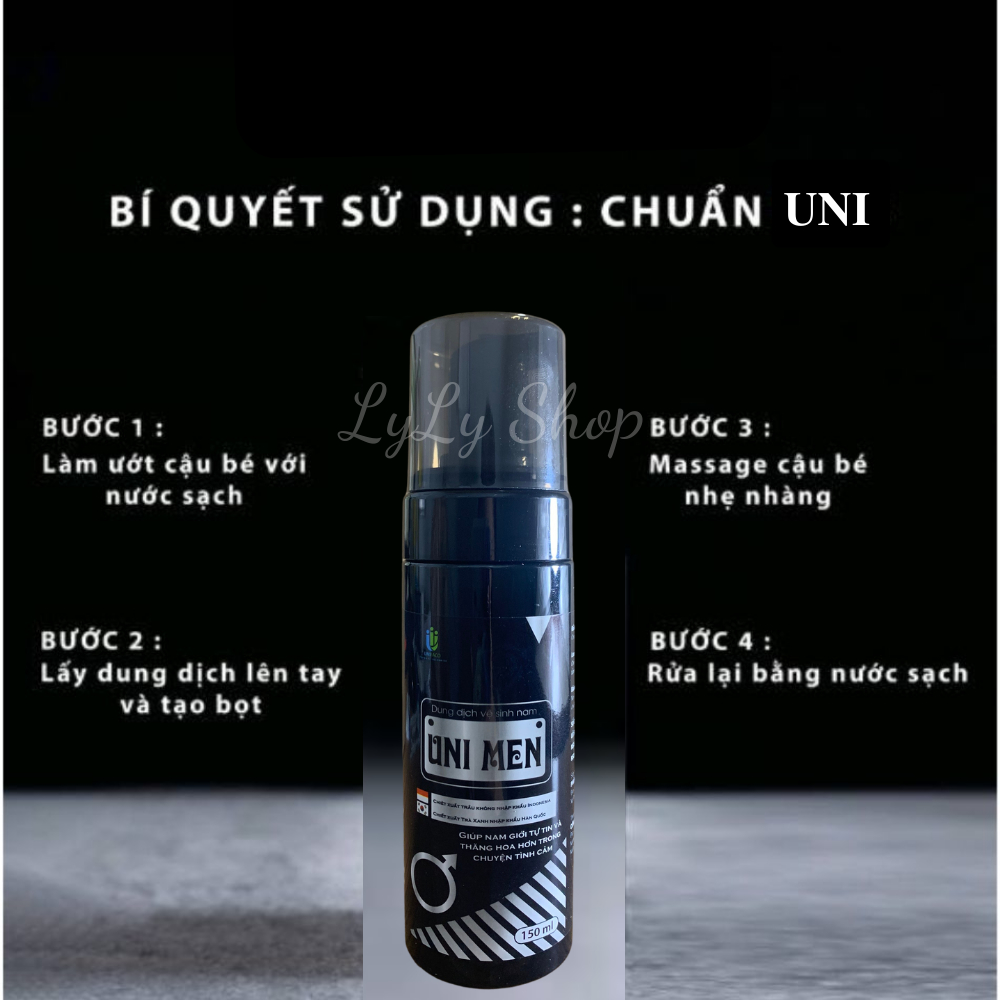 Dung Dịch Vệ Sinh Nam xịt bọt Uni Men, làm sạch nhẹ nhàng, khủ mùi hôi, lylyshop - 150ml