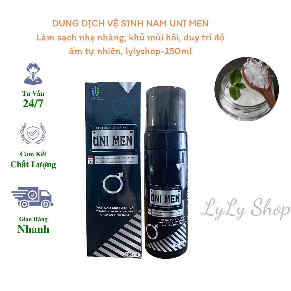 Dung Dịch Vệ Sinh Nam xịt bọt Uni Men, làm sạch nhẹ nhàng, khủ mùi hôi, lylyshop - 150ml
