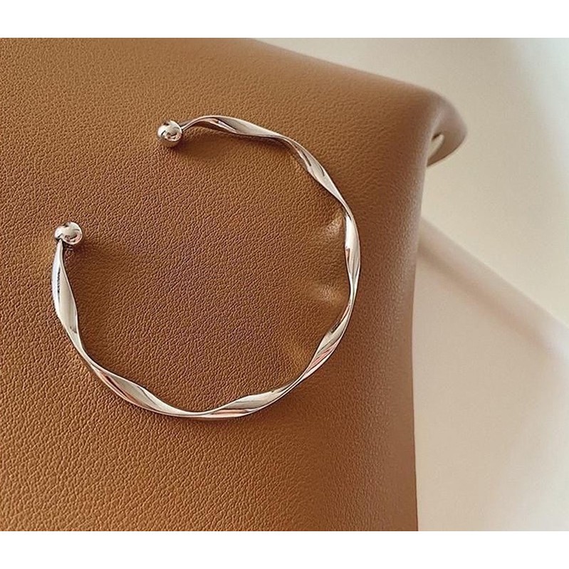 Tinasmile2020 Vòng tay kim loại dạng xoắn đơn giản phong cách cổ điển thời trang dành cho nữ