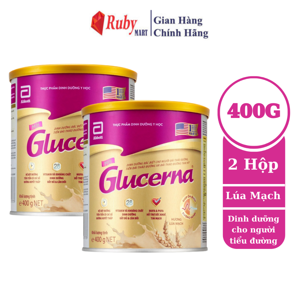 [Date T2/25] Combo 2 lon Sữa bột dành cho người bị tiểu đường Glucerna Abbott 400g Hương Lúa mạch