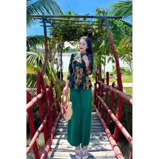 SÉT BÀ BA NÚT BỌC CỔ TRÒN TAY DÀI CHẤT LỤA MANGO