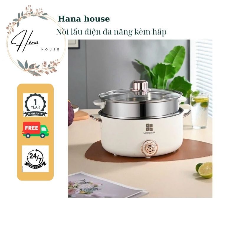 Nồi lẩu điện đa năng kèm hấp dung tích 4 lít sz 28 cm Misu cao cấp