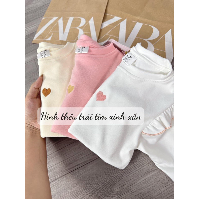 SET 3 ÁO ZIP LÓT LÔNG GIỮ NHIỆT CÁNH TIÊN THÊU TIM CHO BÉ
