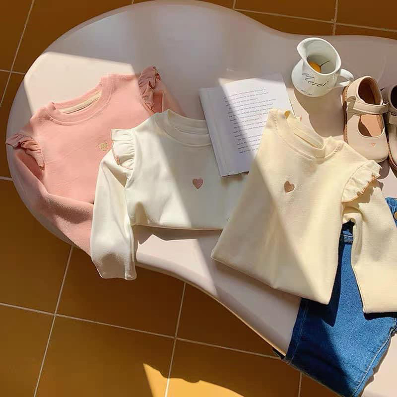 SET 3 ÁO ZIP LÓT LÔNG GIỮ NHIỆT CÁNH TIÊN THÊU TIM CHO BÉ