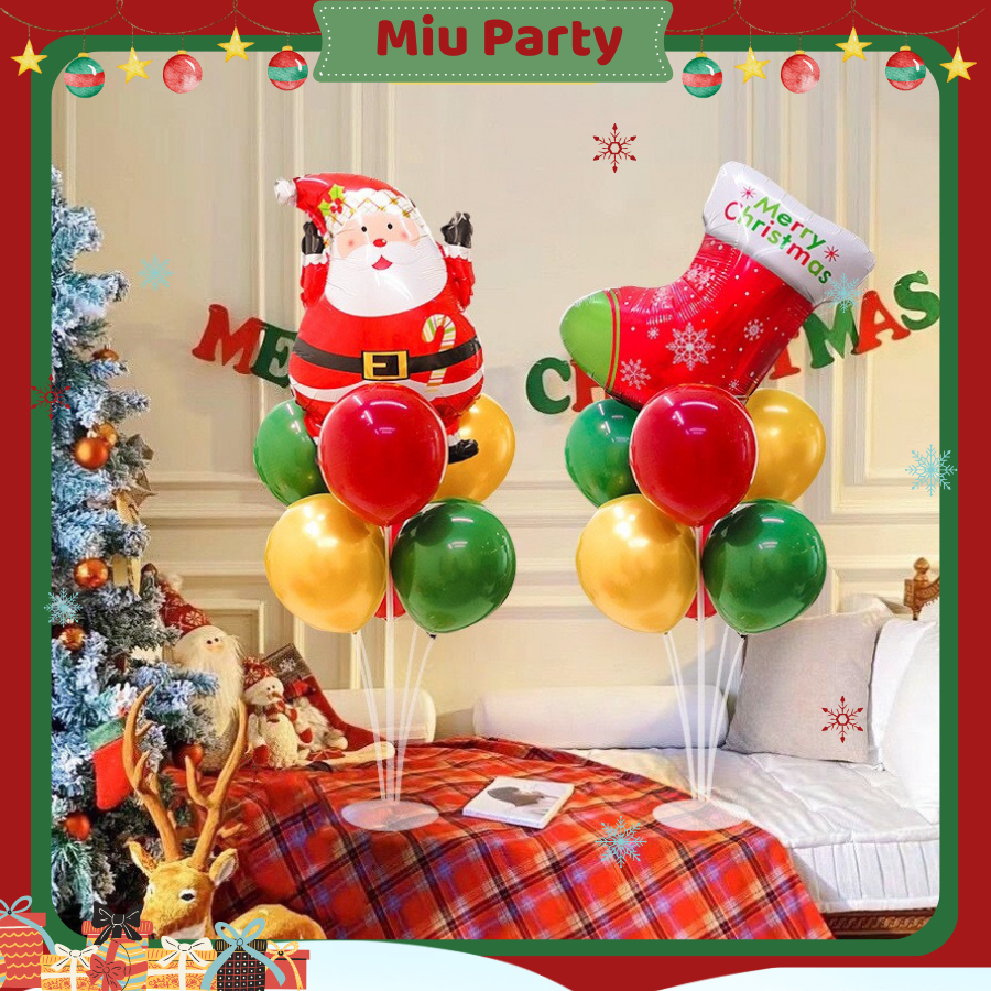 Trụ Bóng NOEL Trang Trí Giáng Sinh, Chùm Bóng MERRY CHRISTMAS