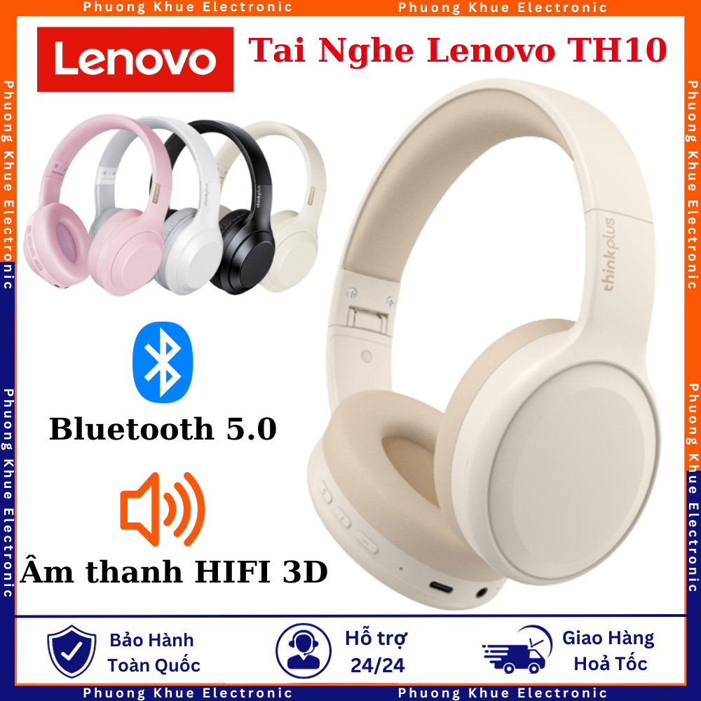 Tai nghe Lenovo TH10 Bluetooth âm thanh nổi giảm ồn thoải mái chống thấm nước có mic thích hợp cho Android IOS PC