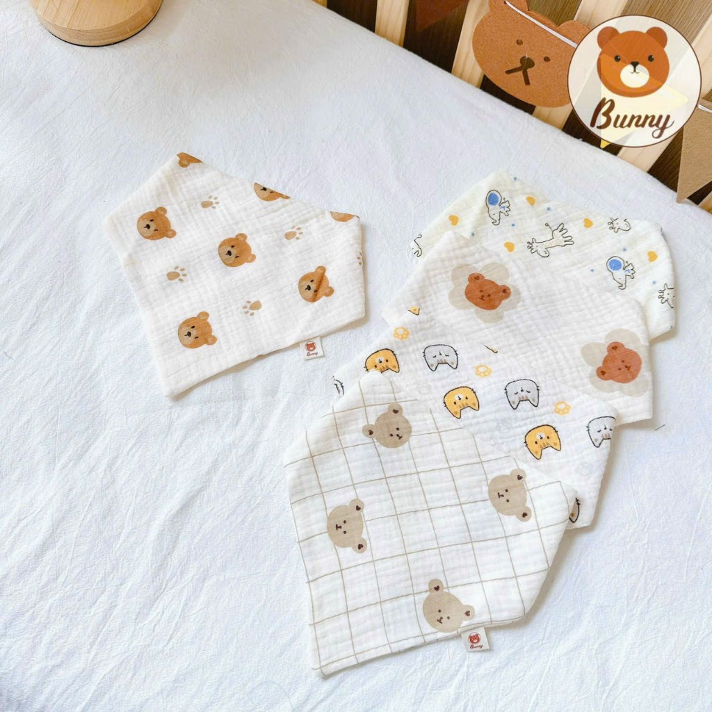 Set 5 yếm tam giác Muslin sợi tre set ngẫu nhiên trai gái