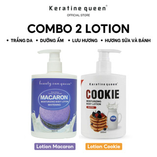 Sữa Dưỡng Thể Hương Sữa Và Bánh Ngọt Ngào Giúp Làn Da Ẩm Mịn & Căng Bóng | Combo COOKIE & MACARON 500ml Keratine Queen