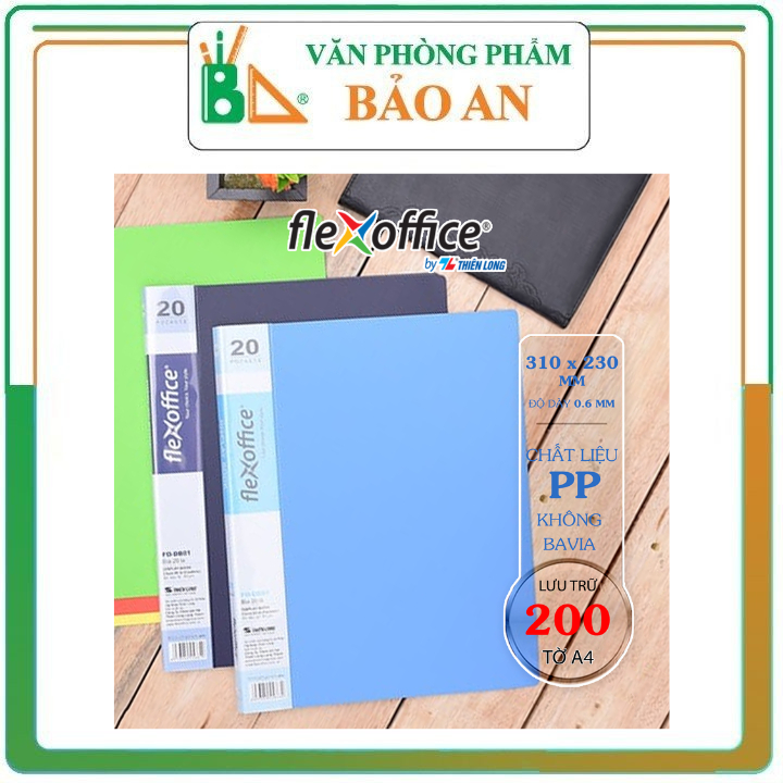 Bìa 20 lá A4 Thiên Long Flexoffice FO - DB01- Lưu trữ được 200 tờ A4