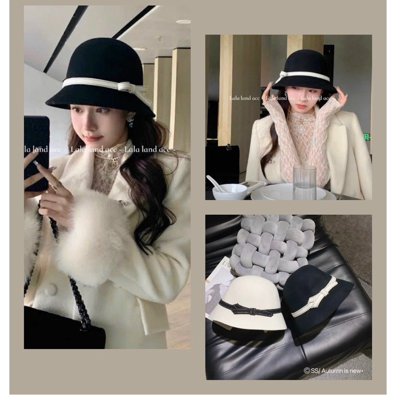 Mũ bucket mũ dạ thu đông mũ vành mũ lông cừu ép cao cấp hot 2023 hàng QC dễ đội có dây chỉnh