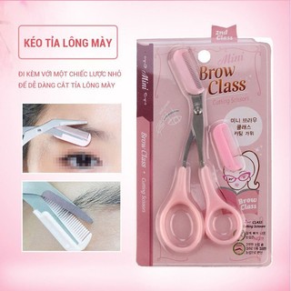 Kéo tỉa lông mày, kéo cắt lông mày có lược, dụng cụ tỉa lông tiện lợi