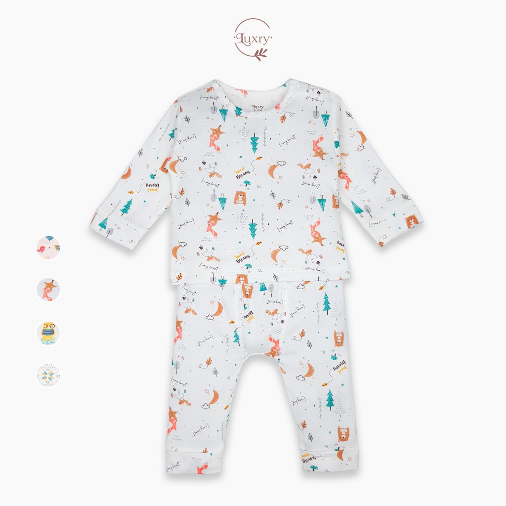 Bộ dài cài vai thu đông hoạ tiết Luxry size cho bé 9 tháng đến 5 tuổi