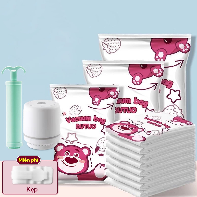 Set 5 Túi hút chân không đựng quần áo chăn màn Túi nén chân không Loại dày cao cấp