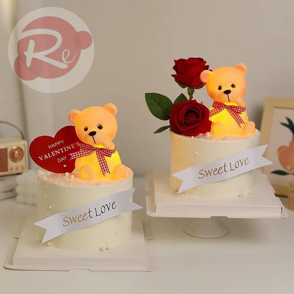– Gấu phát sáng - Trang trí bánh sinh nhật bánh kem