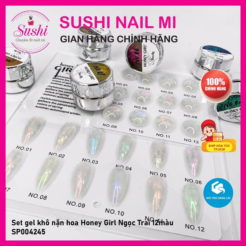Set gel khô nặn hoa Honey Girl 9 màu, 12 màu tạo hình charm trang trí móng - Sushi nail mi