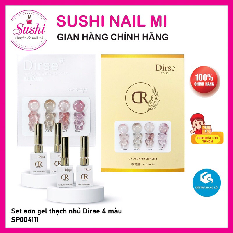 Set sơn gel mắt mèo, thạch, thạch nhủ Dirse 4 màu - chuẩn tone Hàn kèm bảng màu – Sushi nail mi