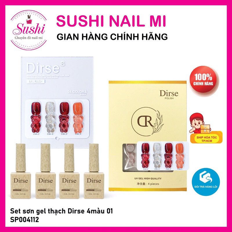 Set sơn gel mắt mèo, thạch, thạch nhủ Dirse 4 màu - chuẩn tone Hàn kèm bảng màu – Sushi nail mi