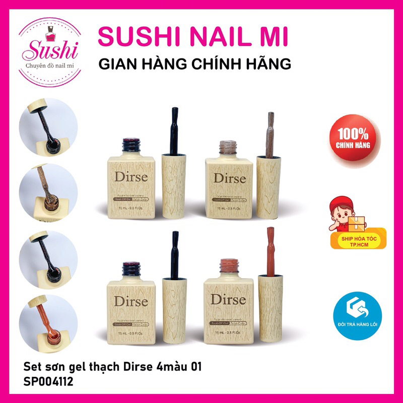 Set sơn gel mắt mèo, thạch, thạch nhủ Dirse 4 màu - chuẩn tone Hàn kèm bảng màu – Sushi nail mi