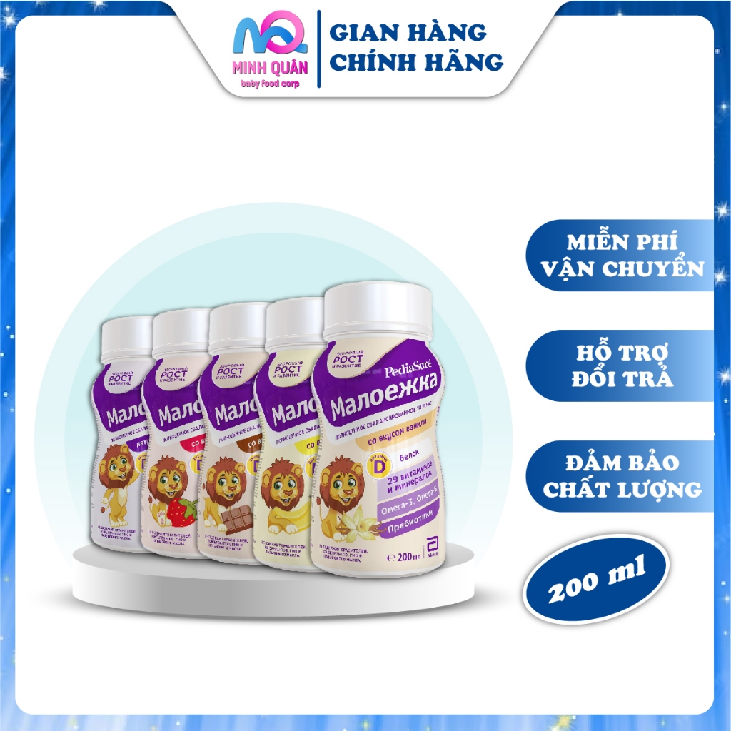 Sữa Nước PediaSure Nga 200ml Vị Dâu, Vani, Chuối, Socola, Tự Nhiên, Bổ Sung Dinh Dưỡng Hiệu Quả