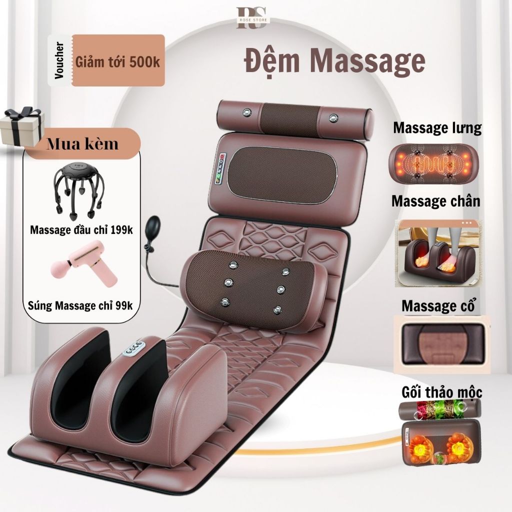 Ghế massage toàn thân, Đệm mát xa tặng kèm massage chân, trị liệu nhức mỏi toàn thân,thúc đẩy tuần hoàn máu, Máy massage