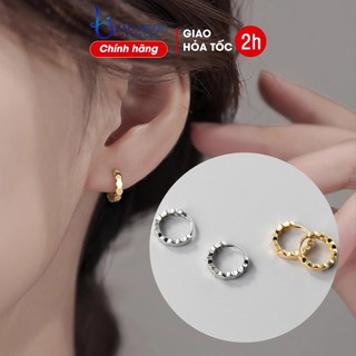 Bông tai bạc nữ 925 khuyên tròn thiết kế đa giác xinh xắn cá tính  - B2945 - Bảo Ngọc Jewelry