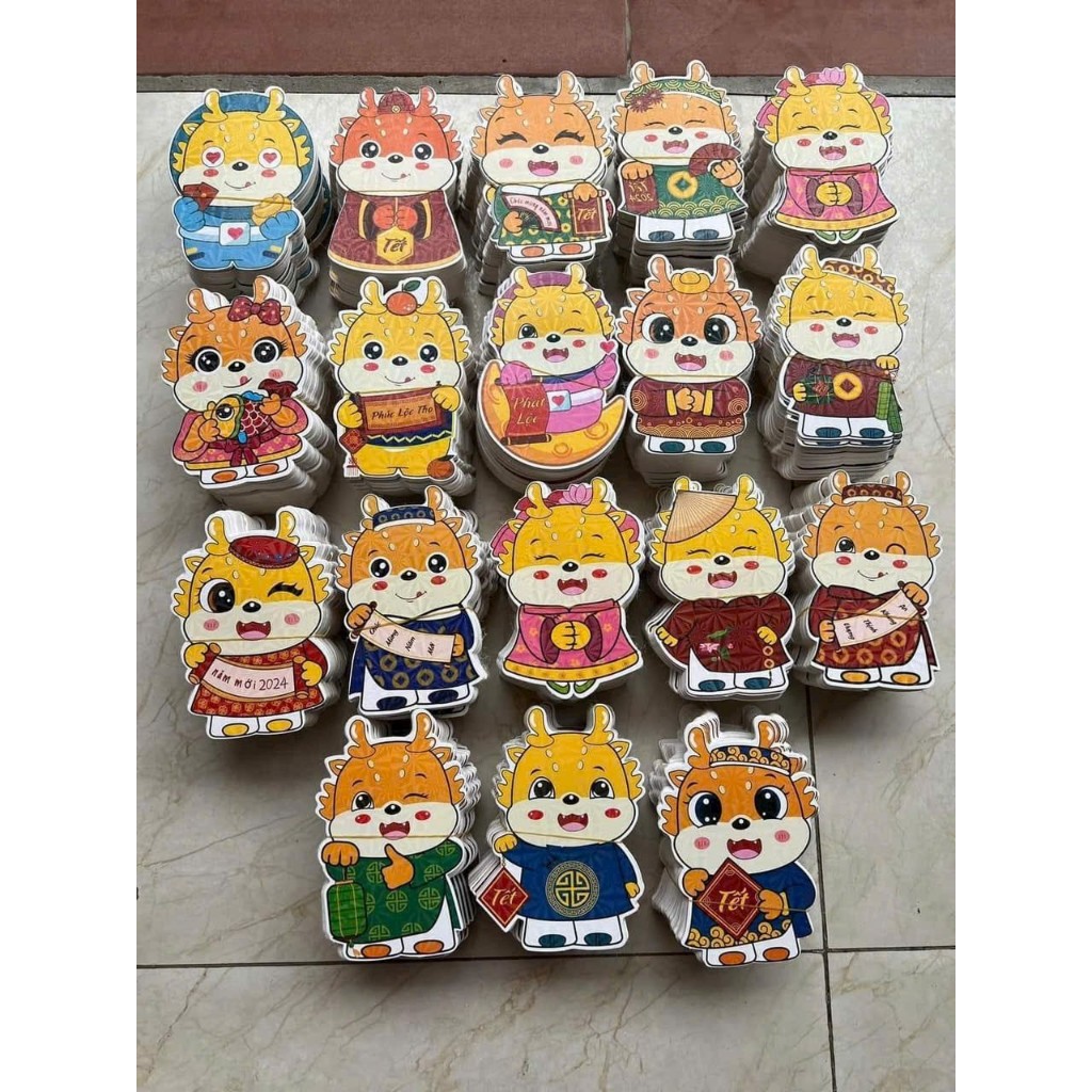 Combo 100 lì xì chi pi hình rồng cute- lì xì phản quang - lì xì 2024 - có tách lẻ 50 cái