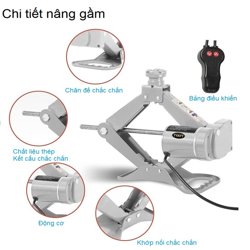 Bộ nâng kích gầm điện và máy siết ốc ô tô đa năng 2 trong 1 ROGTZ TY-001 dùng cho xe tải 3 tấn - HÀNG CHÍNH HÃNG