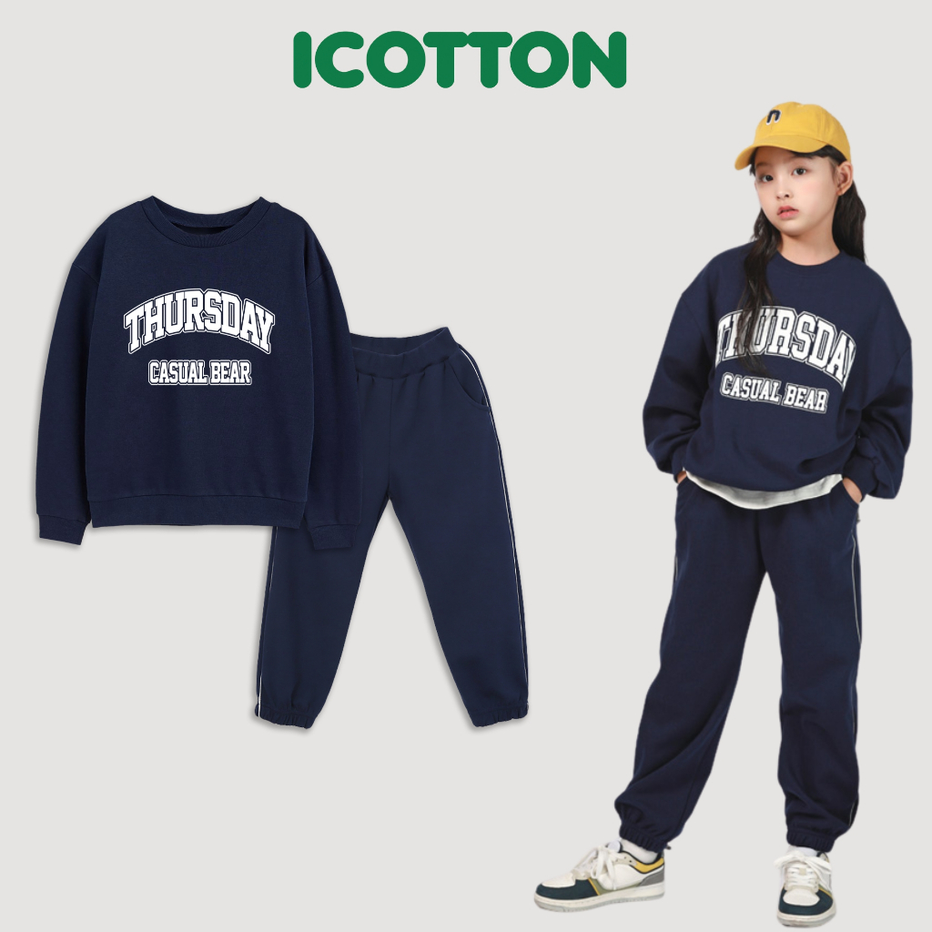 Bộ đồ thu đông Icotton cho bé hình THURSDAY BG246