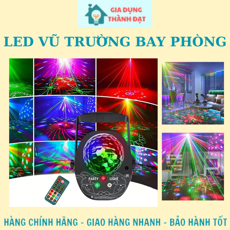 Đèn Led Xoay Trang Trí 7 Màu Cảm Ứng Theo Nhạc Vũ Trường, Sân Khấu Dành cho Dân Bay