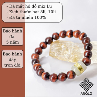 Vòng tay đá mắt hổ đỏ 8li, 10li mix lu chế tác tự nhiên cao cấp anqlo