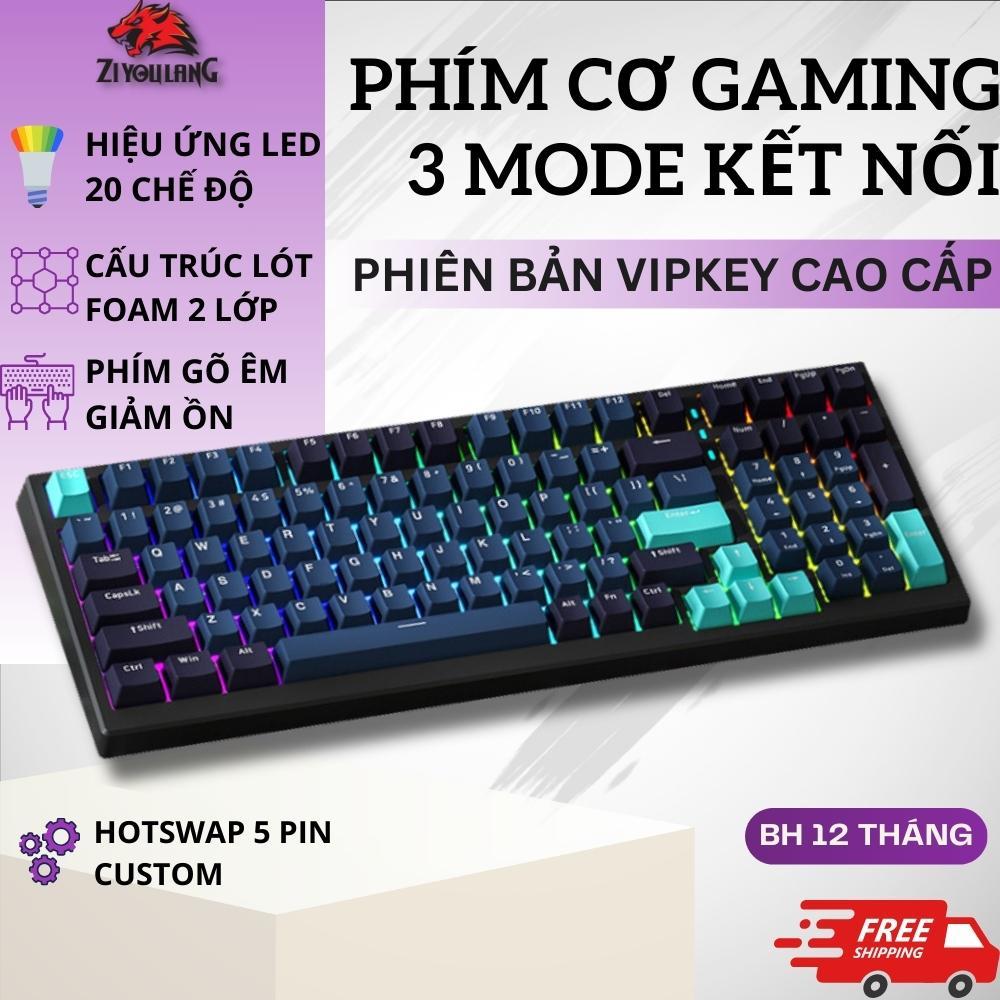 Bàn Phím Cơ Không Dây Bluetooth Cao Cấp ZiyouLang X98 Led Rgb, Kết Nối 3 Mode, Hotswap 5 Pin, Phím PBT