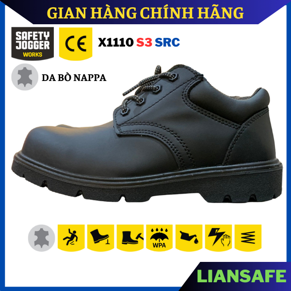 Giày bảo hộ lao động nam Safety Jogger X1110 S3 mũi composite chịu lực - Giày công trình chống đinh chống nước -Liansafe