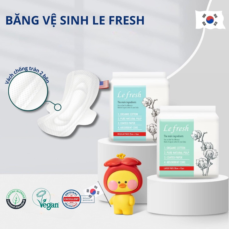 Băng vệ sinh bông hữu cơ thuần chay Lefresh siêu êm, thấm hút tốt cho da nhạy cảm nhất