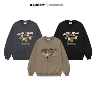 Áo sweater 4lucky MILLION DOLLAR 6125 form rộng dày dặn