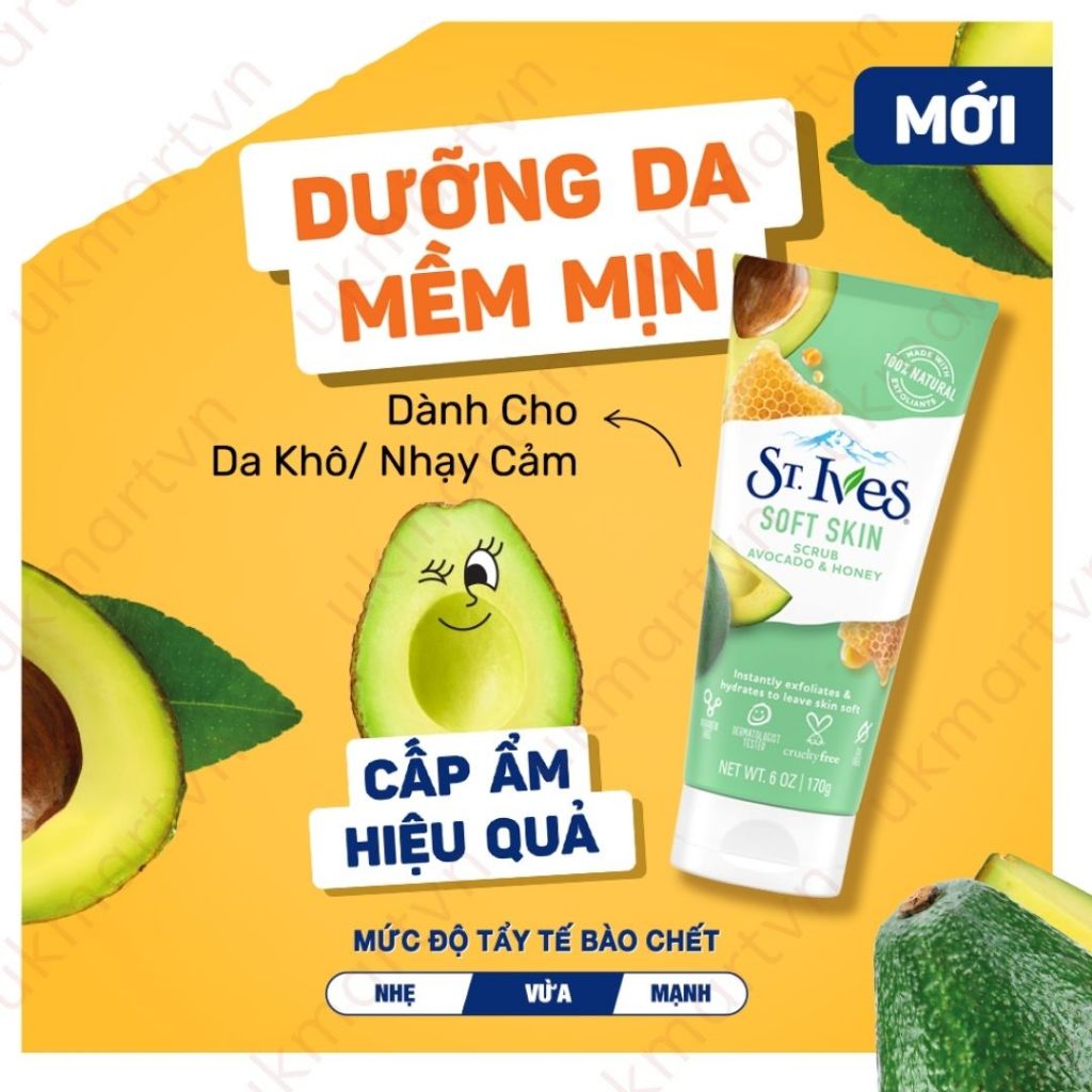 Sữa Rửa Mặt St.Ives Tẩy Tế Bào Chết Đủ Mùi Chính Hãng 90gr và 170gr