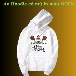 Áo Hoodie thu đông bé trai bé gái in hình Giáng sinh, tuần lộc, Merry Christmas, Noen, Noel có mũ-Kèm huy hiệu