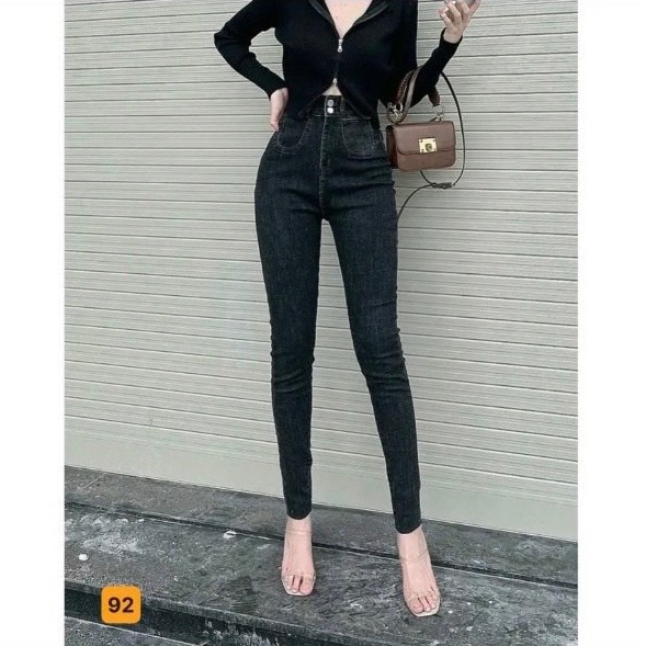 Quần jean nữ lưng cao màu đen phối rách cá tính, quần bò nữ co giãn mẫu mới thời trang cao cấp A-T Fashion - MQ634