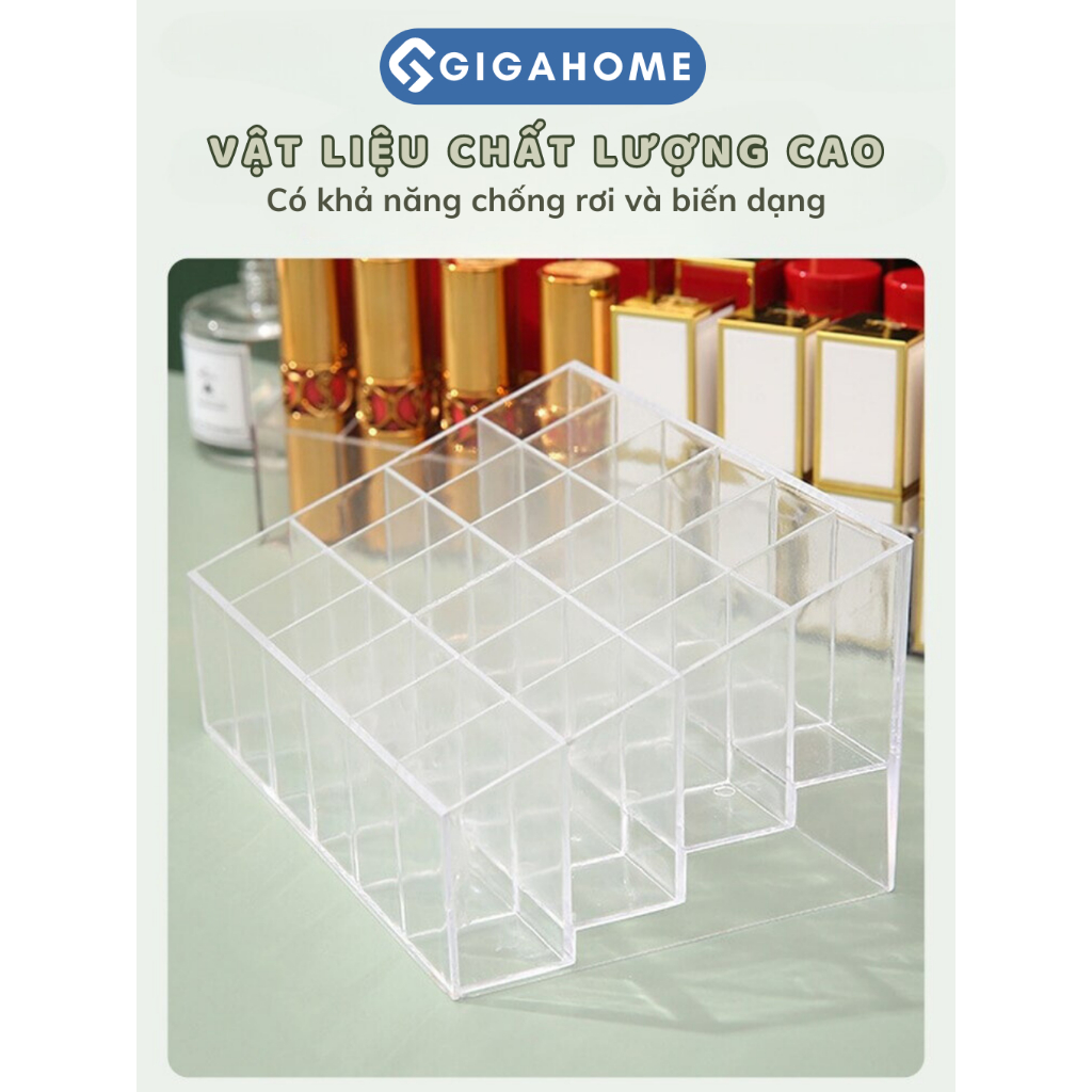 Khay Đựng Son 24 Ô Nhựa Mica Dày, Sắp Xếp Không Gian Gọn Gàng GIGAHOMEVN 4053