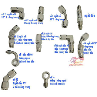 Đầu dây dầu ngắt dầu INOX 45-90 độ - Adapter Nối INOX 304 đủ loại hàng chất lượng GẮN XE MÁY MOTO