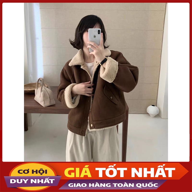Áo Khoác Da Lộn Crotop Lót Lông Cừu Thời Trang Quảng Châu M3210 - Violet