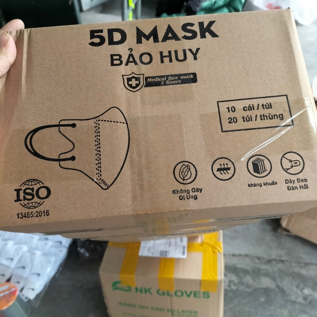 THÙNG 200 CHIẾC KHẨU TRANG 5D BẢO HUY PRO MASK TIỆN LỢI 3 LỚP KHÁNG KHUẨN LỌC BỤI