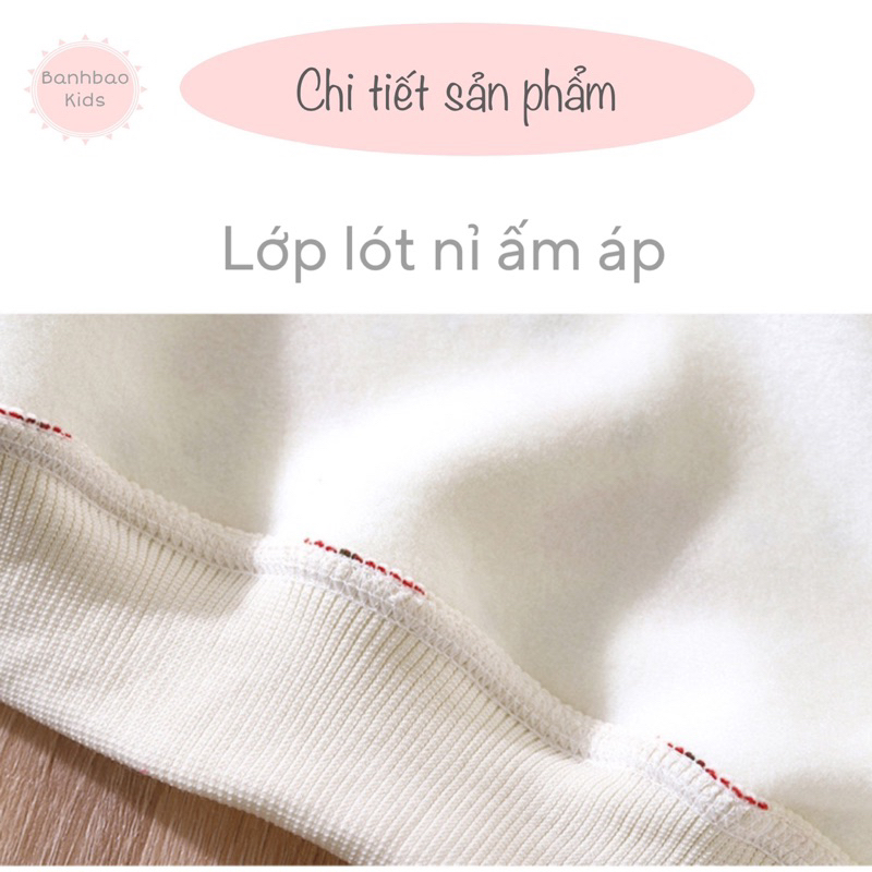 Áo khoác len lót nỉ mềm mại cho bé gái, hàng QC cao cấp