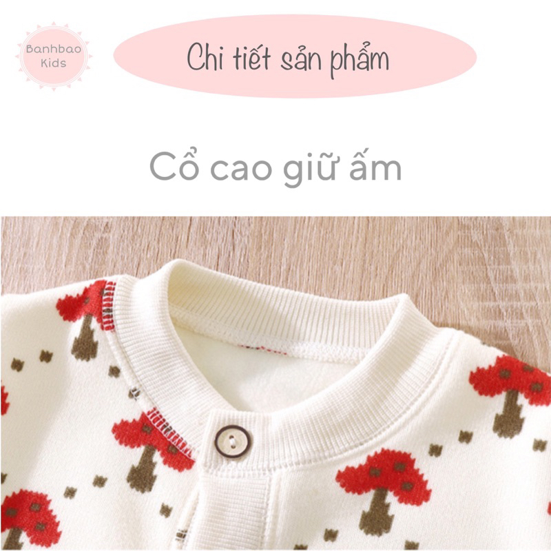 Áo khoác len lót nỉ mềm mại cho bé gái, hàng QC cao cấp