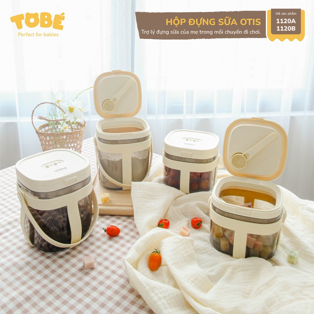 TOBE Hộp Đựng Sữa OTIS Dung Tích 0.8 và 1,2 lít Đựng Sữa Ngũ Cốc Bánh Kẹo Đồ Ăn Khô Mang Du Lịch Tiệt Trùng UV Thìa 5g