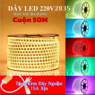 Cuộn 50 mét dây led 2835 2 hàng bóng siêu sáng