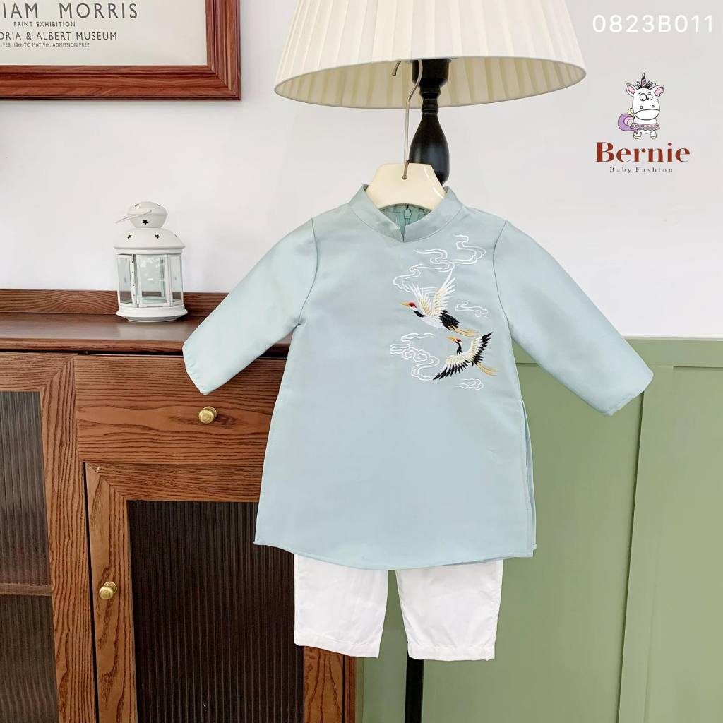 Set Áo dài hạc xanh bé trai